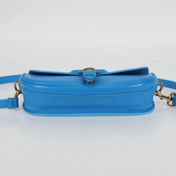 DIOR Bobby East West Shoulder Bag Leather Blue Gold - Picture 5 of 13